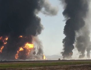 Hundreds of oil tankers explode on Afghanistan-Iran border in blaze visible from space