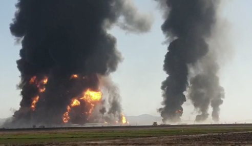 Hundreds of oil tankers explode on Afghanistan-Iran border in blaze visible from space