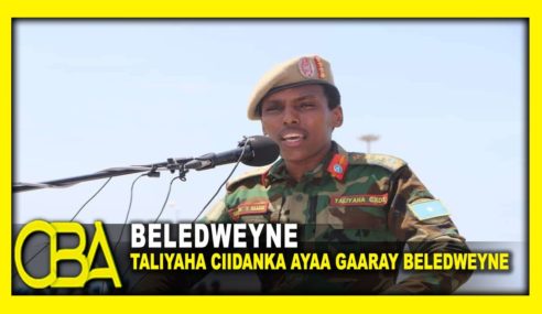 Taliyaha Ciidanka Xoogga dalka General Odawaa Yuusuf Raagge ayaa gaaray magaalada Beledweyne