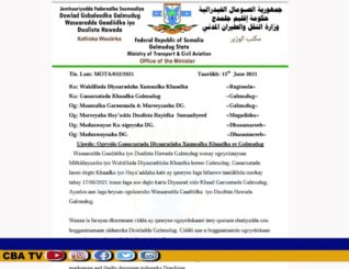 Wasaarada Gaadidka iyo Dulista Hawada Galmudug oo Amaro kusoo rogtay Diyaarada Qaadka keena Galmudug