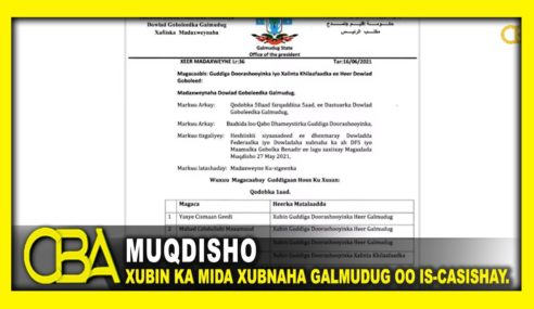 Xubin ka mid ah guddiga uu magacaabay madaxweynaha Galmudug ee doorashada oo is-casishay.