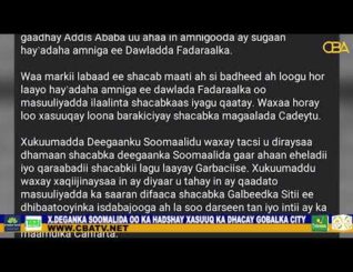 Xukuumada Dawlad deegaanka Soomalida oo wax laga xumaado ku tilmaamey xasuuqa Gobalka City