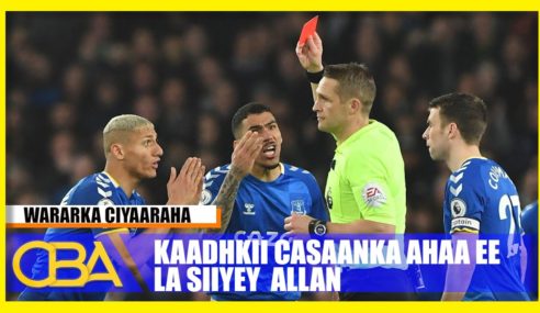 Kooxda Everton oo laga diiday laba rafcaan oo la xidhiidha kaadhkii casaanka ahaa ee la siiyay Allan.