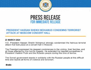 Somalia President Condemns Moscow Concert Hall Attack, Extends Condolences and Solidarity