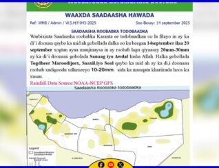Wasaaradda Beeraha Somaliland ayaa soo saartay saadaasha roobabka ka da’aya Somaliland