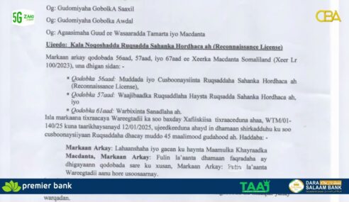 Wasaaradda Macdanta Somaliland oo ruqsadihii sahanka kala laabatay shirkadihii ugu badnaa ee Macdanta ka shaqeeya.