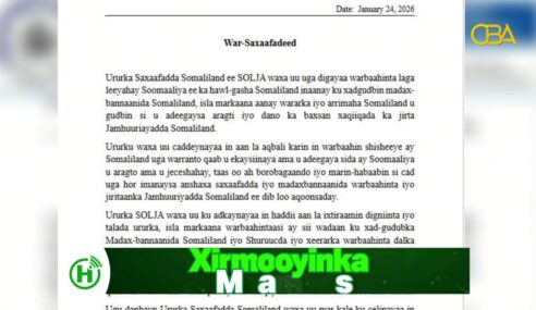 Ururka Saxaafadda Somaliland ee SOLJA waxa uu uga digayaa warbaahinta laga leeyahay Soomaaliya ee ka hawl-gasha Somaliland inaanay ku xadgudbin madax-bannaanida Somaliland