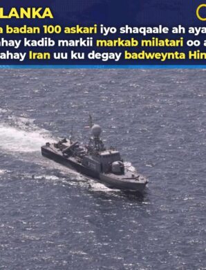 In ka badan 100 askari iyo shaqaale ah ayaa la la’yahay kadib markii markab milatari oo ay leedahay Iran uu ku degay badweynta Hindiya meel u dhow xeebaha Sri Lanka.