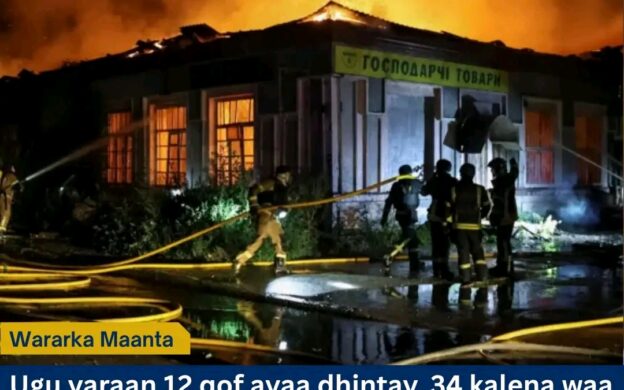 Duqaymo Culus oo Ruushku ka Geystay Kyiv oo Lagu Dilay 12 Qof, 34 Kalena Lagu Dhaawacay