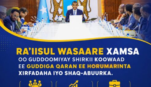 Ra’iisul Wasaare Xamse oo Guddoomiyay Shirkii Koowaad ee Guddiga Qaran ee Horumarinta Xirfadaha iyo Shaqo-abuurka